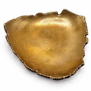 Gold Textured Decorative Bowl – Sculpted Edge Metal Centerpiece Dish